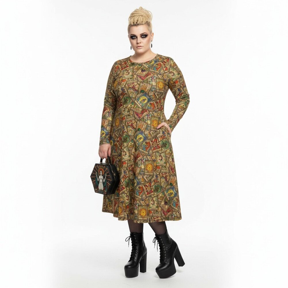 Goth Tarot Card Mystic Long Sleeve Dress